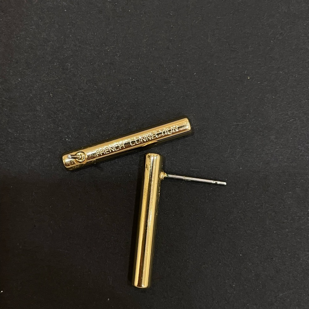 French Connection Gold Bar Earrings